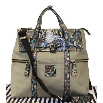 Henri Bendel Jetsetter Snake Convertible Backpack Brown