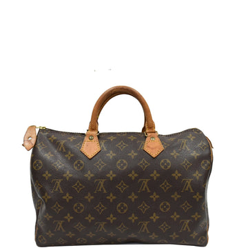 LOUIS VUITTON Speedy 35 Monogram Canvas Satchel Bag Brown
