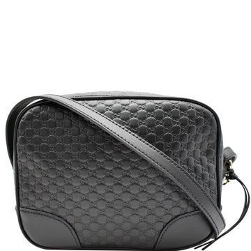 GUCCI Bree Mini GG Microguccissima Leather Crossbody Bag Black 449413