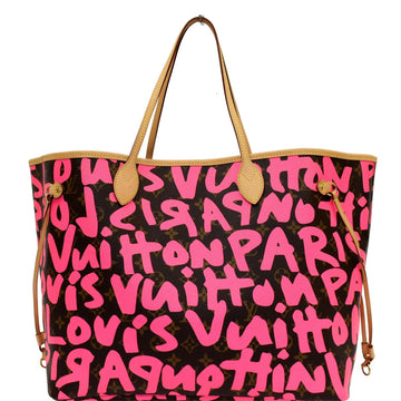 LOUIS VUITTON Neverfull GM Monogram Graffiti Tote Bag Pink