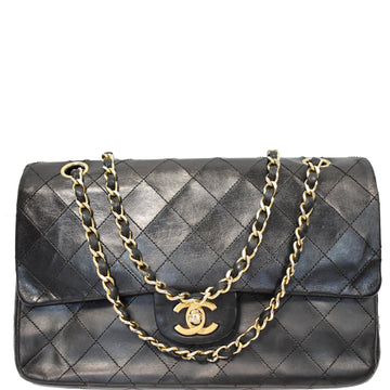 CHANEL CC  Classic Medium Double Flap Calf Shoulder Bag Black