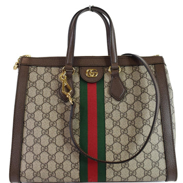 GUCCI Ophidia Medium GG Supreme Tote Shoulder Bag Beige 524537