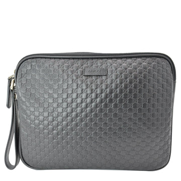 GUCCI Microguccissima Leather Clutch Bag Black 607726