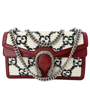 GUCCI Dionysus GG Tweed Small Shoulder Bag Cerise 400249