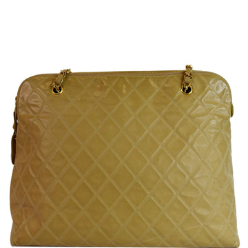 CHANEL  Patent Leather Shoulder Bag Tan 3921871