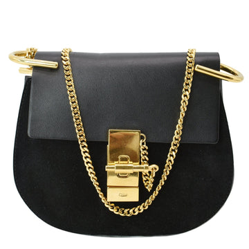 CHLOE Mini Drew Suede  Leather Crossbody Bag Black