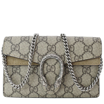 GUCCI Dionysus Super Mini GG Supreme Canvas Crossbody Bag Taupe 476432