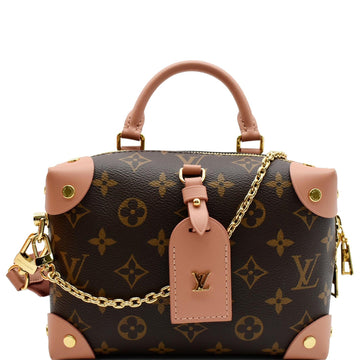 LOUIS VUITTON Petite Malle Souple Monogram Canvas Shoulder Bag Peach