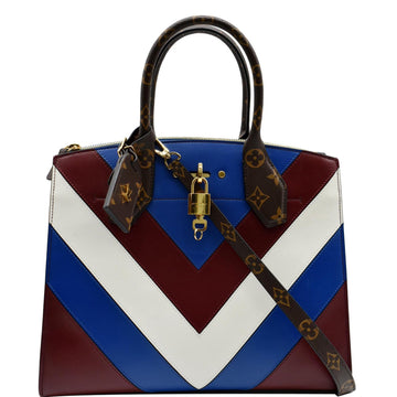 LOUIS VUITTON City Steamer MM Monogram Calfskin Tote Bag Burgundy