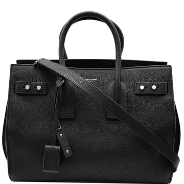 YVES SAINT LAURENT Sac de Jour Small Grained Leather Shoulder Bag Black