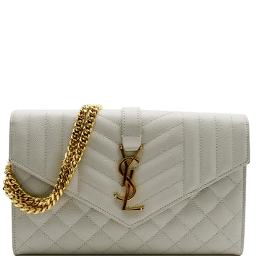 YVES SAINT LAURENT Envelope Small Leather Shoulder Bag Blanc