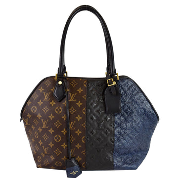 LOUIS VUITTON Blocks Stripes Monogram Leather Tote Bag Tri-Color