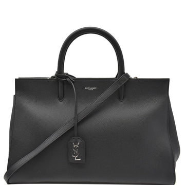 YVES SAINT LAURENT Cabas Rive Gauche Leather Tote Bag Black