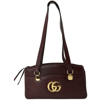 GUCCI Large Arli Leather Top Handle Shoulder Bag Burgundy 550130