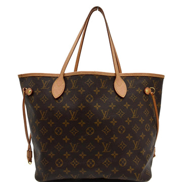 LOUIS VUITTON Neverfull MM Monogram Canvas Tote Bag Brown