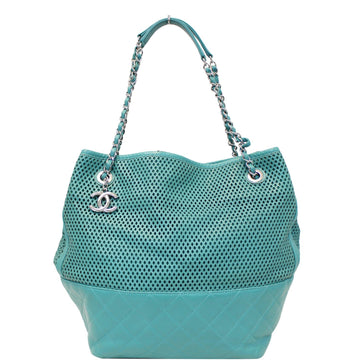 CHANEL Calfskin Perforated Up In The Air North South Tote Shoulder Bag