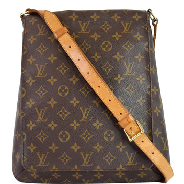 LOUIS VUITTON Mtte Large Monogram Canvas Crossbody Bag Brown