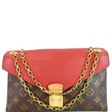 LOUIS VUITTON Pallas Chain Monogram Canvas Crossbody Bag Brown