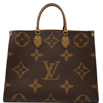 LOUIS VUITTON Onthego GM Giant Monogram Canvas Tote Shoulder Bag Brown