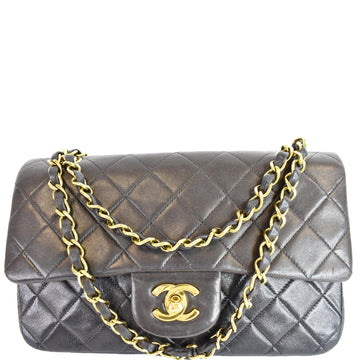 CHANEL  Double Flap Lambskin Shoulder Bag Black