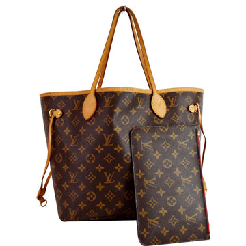LOUIS VUITTON Neverfull Monogram Canvas Tote Shoulder Bag Brown