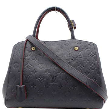 LOUIS VUITTON Montaigne MM Monogram Empreinte Shoulder Bag Blue