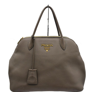 PRADA Calf Leather Tote Bag Clay Gray