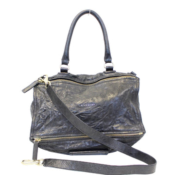GIVENCHY Pandora Black Wrinkled Sheepskin Leather Shoulder Bag
