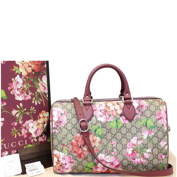 GUCCI Blooms Top Handle GG Canvas Medium Boston Bag