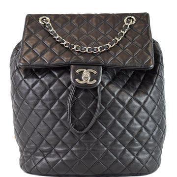 CHANEL Small Urban Spirit Quilted Lambskin Backpack Bag Black