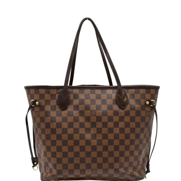 LOUIS VUITTON Neverfull MM Damier Ebene Tote Bag Brown