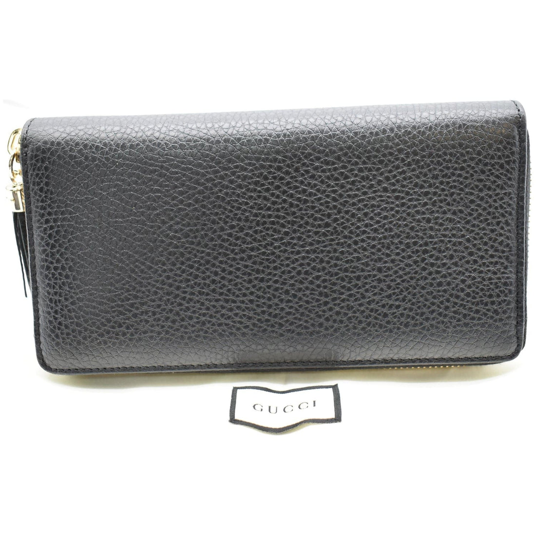 GUCCI Soho Zip Around Pebbled  Leather Wallet Black 598187