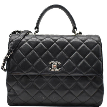 CHANEL Trendy CC Large Flap Quilted  Leather Shoulder Bag Black