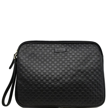 GUCCI Microguccissima Leather Clutch Bag Black 607726