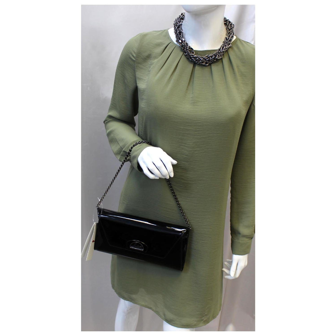 Christian Louboutin Vero Dodat Patent Leather Clutch Bag Black