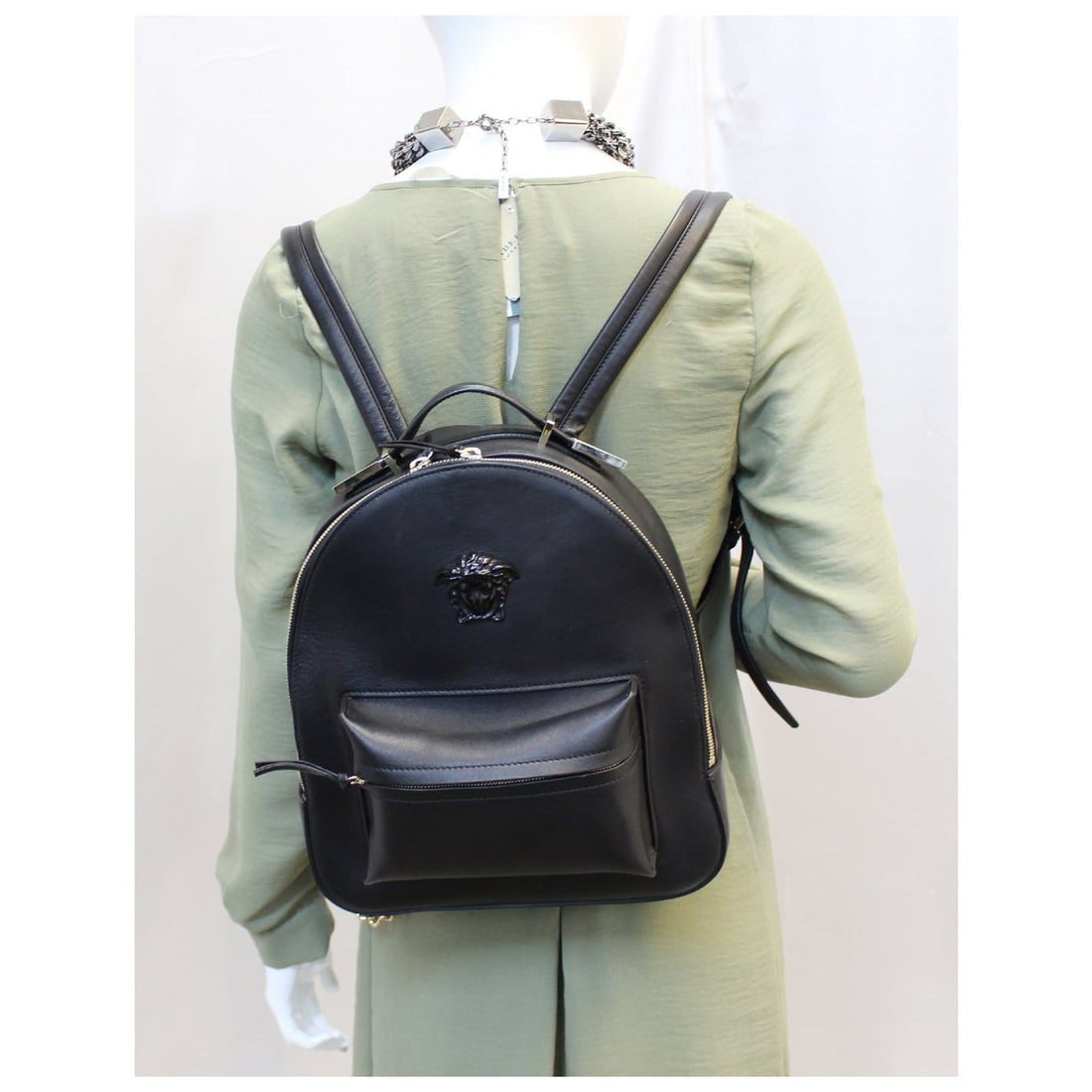 Versace Nappa Leather Palazzo Backpack Black