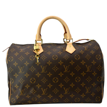 LOUIS VUITTON Speedy 35 NM Monogram Canvas Satchel Bag Brown