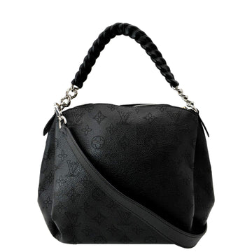 LOUIS VUITTON Babylone Monogram Mahina Leather Chain Shoulder Bag Black