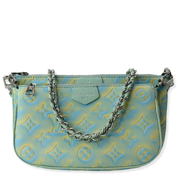 LOUIS VUITTON Multi Pochette Accessoires Monogram Empreinte Shoulder Bag Vert d'eau