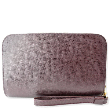 LOUIS VUITTON Orsay Taiga Leather Clutch Bag Purple