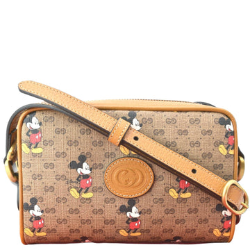 GUCCI x Disney Mickey Mo GG Supreme Coated Canvas Crossbody Bag Brown 602536