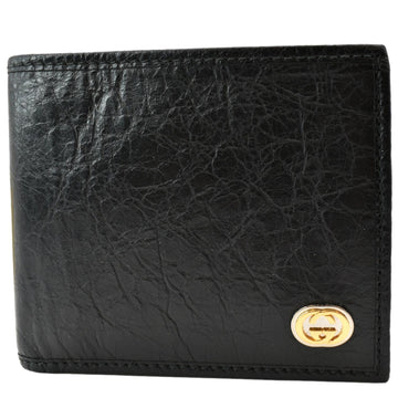 GUCCI Interlocking G Bi-Fold  Leather Wallet Black 575985
