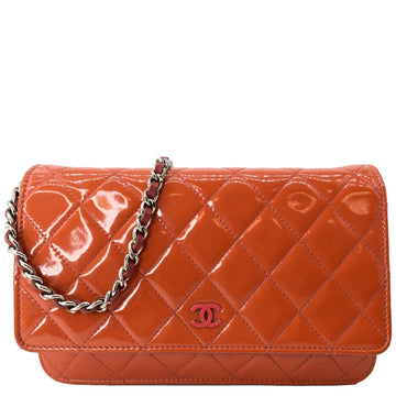 CHANEL WOC New 1:1 Rep Leather Wallet On Chain Clutch Bag Orange