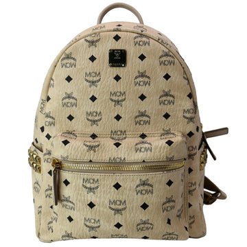 MCM Stark Classic Visetos Canvas Backpack Beige