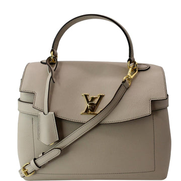 LOUIS VUITTON Lockme Ever MM Grained  Leather Shoulder Bag Beige