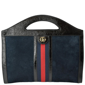 GUCCI Ophidia GG Suede New 1:1 Rep Web Top Handle Bag Black 512957
