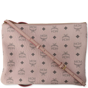 MCM Visetos Medium Canvas Crossbody Pouch Pink