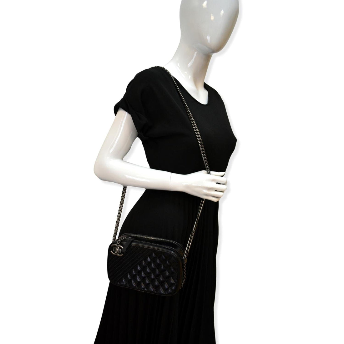 CHANEL Coco Boy Small Quilted  Camera Case Shoulder Bag Black - Hot Deals
