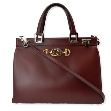 GUCCI Zumi Medium Leather Top Handle Bag Burgundy 564714