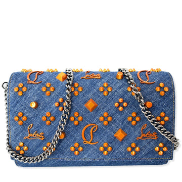CHRISTIAN LOUBOUTIN Paloma Denim New 1:1 Rep Pearl Spikes Crossbody Bags Dark Blue